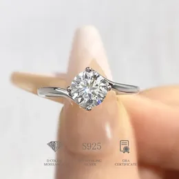 Diamondworld Real 1ct Pierścienie dla kobiet Prezent Piekiet Diamond Pierścień 925 Srebrny Srebrny Wedding Zaręczenianie