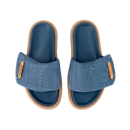 MULES POLHA PHOLHOW SLIDE DE DENIM DE CONFORMA FLAN CONFORTO NO DESIMINADORES SANPERSOS DE LUZUGULAÇÃO DE LUZUGHA SANDALS DE LEXA DE LUZO DE LUZ