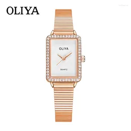 Zegarek Square Dial Relojes para dama diamond ladies reloJ de acero nieutlenialny mejr dar nadziei wiara