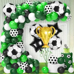 116Pcs Green White Black Football Trophy Foil Balloon Garland Arch Set Birthday Party Kids Toys Football Themed PartyDecorations 240417