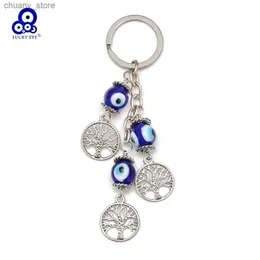 Tornari percorsi Lucky Eye Letre Tree of Life Keechain Glass Turkish Evil Evil Eye Chain Borse Chain Case per donne uomini Porta Cl Y240417