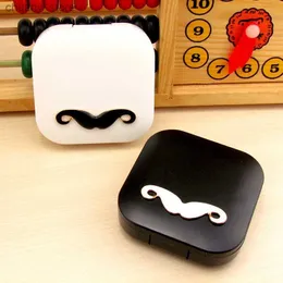 Sunglasses Cases Lymouko New Design Lovely Little Mustache Portable Plastic Contact Lens Case Holder Lenses Box Travel Container Y240416