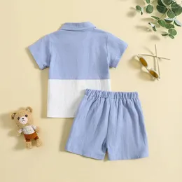 Kleidungssets Kleinkind Baby Boy Sommer -Outfit Kurzarm Kontrastfarbe Hemd und lässige Shorts Set süße Säuglingskleidung