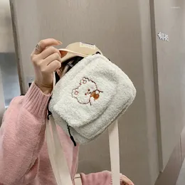 Bolsas de ombro para cabelos de cordeiro selvagem estudante inseto de bolsa quadrada pequena feminina 2024 Messenger de pelúcia