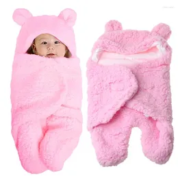 Battaniye doğdu bebek battaniye kundak sargı kış pamuk pamuk peluş kapüşonlu uyku tulumu 0-12m 69he