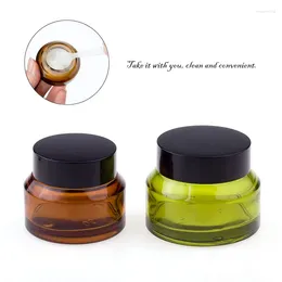 Storage Bottles 1pcs 15g 30g 50g Glass Amber Facial Cream Jar Empty Face Lotion Cosmetic Container Refillable Travel Sample Pots