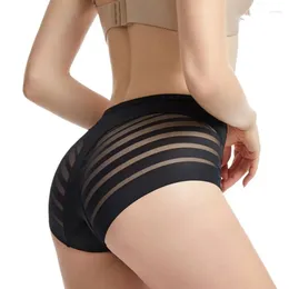 Frauenhöfen hohe Taille Briefs Frauen nahtlos transparentes Netz elastischer Bauchkontrolle Shapewear Ice Seiden Unterwäsche Sexy Dessous Dessous