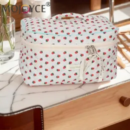 Cosmetic Bags Cotton Makeup Bag Travel With Handle Quilted Portable Pouch Dual Zipper Lightweight Casual Toiletry