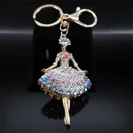 Keychains Lanyards Fashion Dress Girl Keychain Rhinestone Metal Trendy Bag Pendant Charm Key Chain for Lady Jewelry Cute Gift Female llavero KS01 Y240417