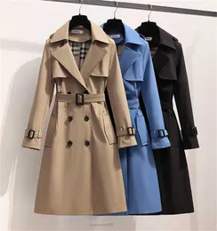 Fashion Spring Winter Trench Coats England Women Windbreaker Loose Long Elegant Belt Jackets Double Breasted Casual Coat Female Size S-4XL