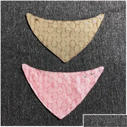 Dog Apparel Dog Apparel Brand Letters Embroidery Pet Saliva Towels Luxury Bandanas 3 Colors Personality Charm Teddy Bldog Triangle Sca Dhq4D