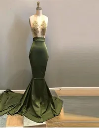 2020 Yeni Seksi Zeytin Yeşil Dantel Denizkızı Prom Elbiseler Derin Vneck Kapalı Omuz Uzun Balo Kıyısı Robe De Soiree Longue Resmi Parti DR3021987