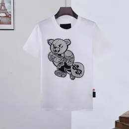 Plein T Shirt Plein-brand T-shirt Plein Phillip Shirt Skulls Short-sleeved Tees PP Killer Teddy Bear Tops Beach Summer Style Mens Black Pattern Party Shirt 8047