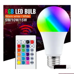 مصابيح LED BBS E27 Smart Control RGB Light Dimmable 5W 10W 15W RGBW LAMP COLORF Change BB White White Decor