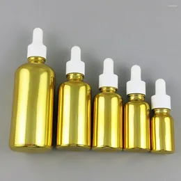 Bottiglie di stoccaggio 200 x 100 ml 50 ml 30 ml 20 ml 10 ml 5 ml di alta temperatura a temperatura oro in vetro bottiglia essenziale contenitore olio essenziale