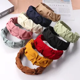 2024 Women Fashion Hairbands Girl Solid Color Broad Side Wrinkle Hair Bands Headbands Korean Headwear Hair Accessories Ornaments