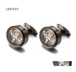 Cuff Links Cufflinks Tourbillon de alta qualidade para homens do casamento de casamento Mechanical Watch Gear Gear Reclojes Gemelos T19076504101