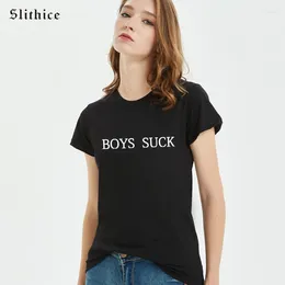 Women's T Shirts Slithice Boys Suck Tshirt Slogan Girl Fashion T-shirt Streetwear Hipster Letter Print Women Shirt Tops Black