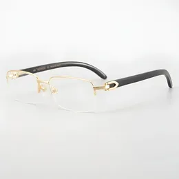 Handmadehigh-end halv ram Ox Horn Glasses Frame Mens and Womens Business Big Face Ultra Light Spring Leg with Myopia Glass 240411