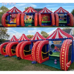 Outdoor -Aktivitäten 4 in 1 aufblasbaren Karnevalsspielen, 2024 neuestes PVC -Fußball -Dart Down Carnival Game Combos für Party