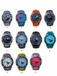 2100 herrsport Digital Quartz Watch med full funktion LED Automatisk handlyftljusvärldstid Alla pekare kan drivas