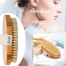 Bath Brushes Sponges Scrubbers Wholesale Body Brush Natural Boar Bristle Organic Dry Skin Bamboo Wet Back Shower Exfoliating Bathing D Otpny