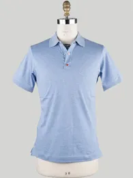 Mens Polos Summer Summer Blue Cotton Kiton de algodão curta T-shirt