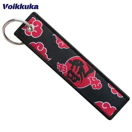 IYPCキーチェーンストラップ1PC 2PCS 3PCSセットセール両面刺繍akatsuki Red Cloud Weave Tag Tag Keychain Motorcycle Key Accessories Wholesale D240417