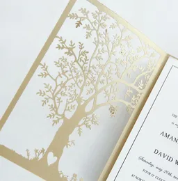 Fancy Gold Love Tree Laser Cut Hochzeitseinladungen Elegant Laser Cut einladung 20 Farben verfügbar 4354219