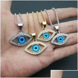 Pendant Necklaces Pendant Necklaces Evil Eye Necklace Blue Eyes Lucky Amet Protection Jewelry Drop Delivery Pendants Dhr6V