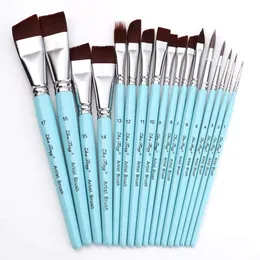 17 Pcs Face Body Paint Brushes High Quality Sky Blue Artist Watercolor Painting Makeup Brush Set for Kids