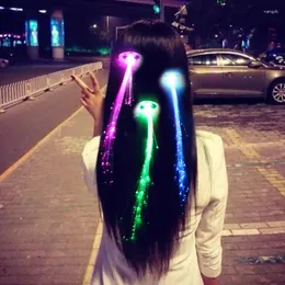 Party Decoration 48st/Lot 35cm LED Colorful Glowing in the Dark Flash Braid Hair Extension Hairpins Shine Light Up Extensions Decors Favors