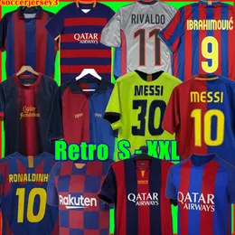 Finali della maglia di calcio retrò 92 96 97 98 99 08 09 10 03 04 05 06 11 12 15 16 19 Ronaldinho Rivaldo Iniesta Football Shirt Ibrahimovic Eto'o Kluivert Ronaldo Xavi Henry Messis 3