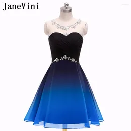 Party Dresses JaneVini Elegant Gradient Chiffon Short Prom 2024 Scoop Neck A Line Crystal Beaded Plus Size Mini Formal Evening Gowns