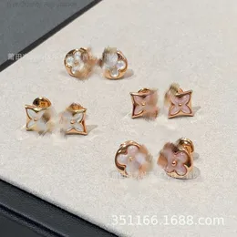 Luxury Louies Vuttion Earring Designer Earring for Woman Clover Earring High Version Ljia/lvjia Double-sided Shell Tiktok Live Broadcast Ab Double-sided Earrings