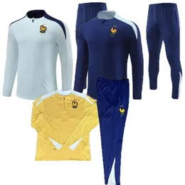 2024 2025 Französischer Trainingsanzug Fußball -Trikot -Benzema Equipe de Full Sets Kinder Männer 23/24 Fußballtraining Anzug Halbarm Long Sleeve Chandal Futbol