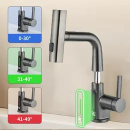 Rubinetti del lavandino da bagno a temperatura digitale display lavabo lavaggio rubinetto tocco di acqua per acqua fredda toccata per