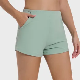 Ioga shorts de alta elasticidade respirável fitness calças de três quartos para mulheres 2.0 New Ice Sensation Ritbed Fabbed Ladies Sports shorts Lu-Meluck