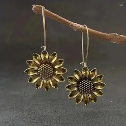 Dangle Earrings 2 Pieces Of Bohemian Style High-end Retro Countryside Alloy Bee Flower Sunflower Pendant For WOMEN'S Fashion Vacation