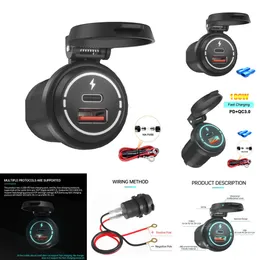 새로운 100W USB 충전기 소켓 방수 빠른 충전 어댑터 PD 유형 C + Quick QC3.0 12V/24V 자동 보트 RV 오토바이 용 전력 콘센트