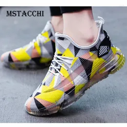 Fitness Shoes MStacchi Fashion Men Ventilate Lace-Up Flat Colour Mixture Lucency Jelly Bottom Outdoors Sneakers