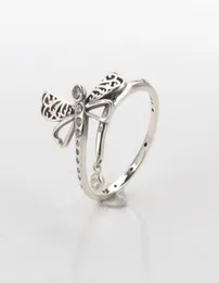 Küme Yüzük Otantik 925 STERLING Gümüş Yüzük Dreamy Dragonfly Ring Clear CZ Opean Jewelry ile Uyumlu 4144650