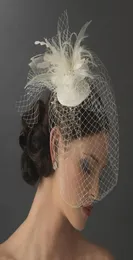 2018 Birdcage Bridal Veils Feather Tulle Ivory and White Wedding Bridal Association Wedding Veils6715654