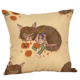 Kissen Halloween Deckt 45x45 Baumwollwäsche Wurf Cover Home Sofa Dekor Hülle Jul#27