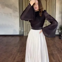 Sıradan Elbiseler Moda Saten Sulu Kadın Müslüman Elbise Dubai Tam Uzunluklu Kollu Yumuşak Patchwork Abaya Türkiye İslam Robes