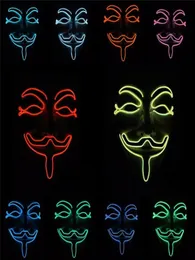 Хэллоуин светодиодная маска Light Up Funny Masks Vendetta Wire Mask Mlassing Cosplay Costum