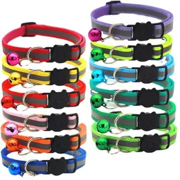 Dog Collars Leashes Pet Collar Reflective Pets Bell 13 Color Puppy Adjustable Size Suitable For Cats And Small Dogs Supplies High Dhggs