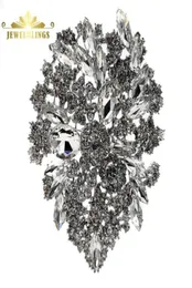 Pins Brooches Royal Vintage Cluster Clear Crystal Rhinestone Foiled Leaf Teardrop Statement Pear Shaped Pins Wedding Bridal Jewel55655693