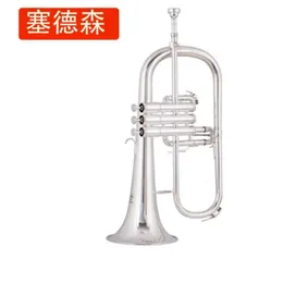 Sedson flugelhorn gümüş kaplama b düz bb profesyonel trompet üst müzik aletleri pirinç trompete boynuz profesyonel performansı t anahtar altın