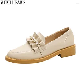 Casual Shoes Oxford för kvinnor loafers låga klackar läder harajuku slip på barfota zapatos de mujer